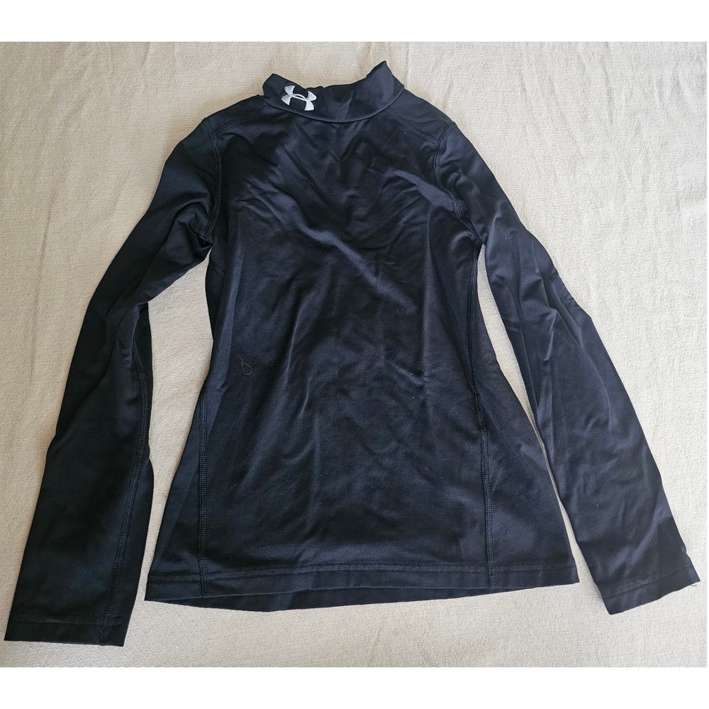 Under Armour ColdGear Kids Small Black Mock Neck Compression Long Sleeve Shirt